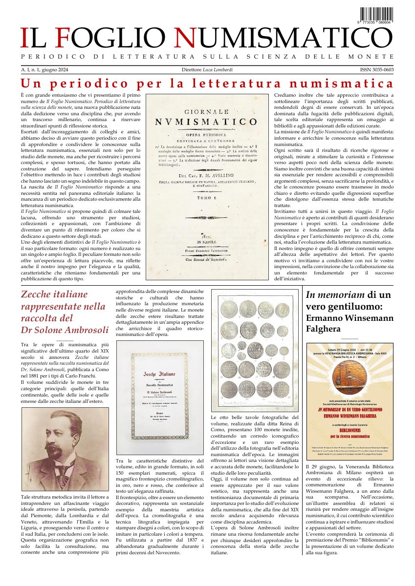 Copertina del numero 1 — Giugno 2024